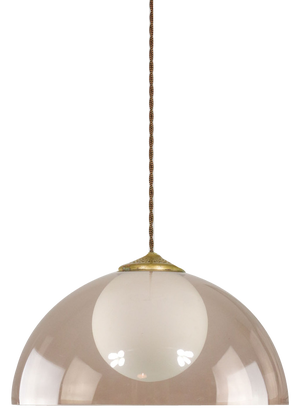 Space-Age Italian Brass, Opaline and Acrylic Glass Pendant Lamp