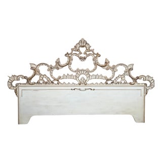 1950's Carved Spanish Rococo King Size Headboard in Silver by Mariano Garcia For Sale
