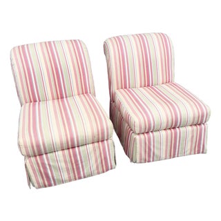 Vintage Coastal Regency Flared Skirted Lounge Chairs - A Pair For Sale