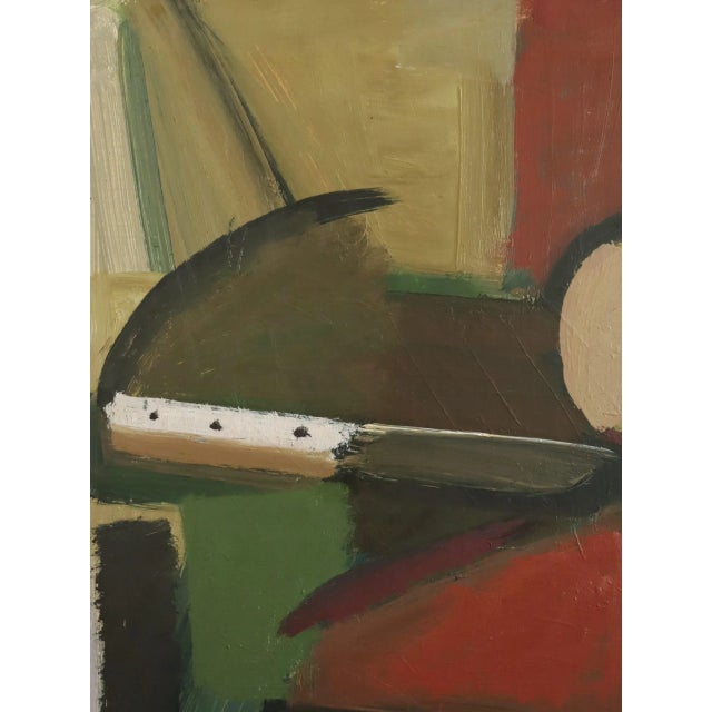 Mid-Century Modern 'Constructed Balance' Vintage Original Abstract Oil Painting, Framed For Sale - Image 10 of 12