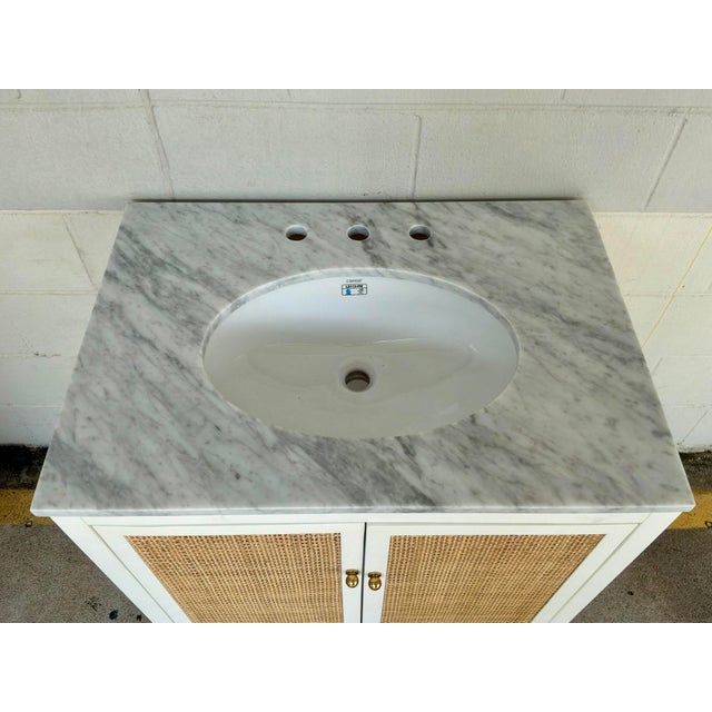 Worlds Away Worlds Away Modern Can Ad White Marble Boyd Vanity For Sale - Image 4 of 7