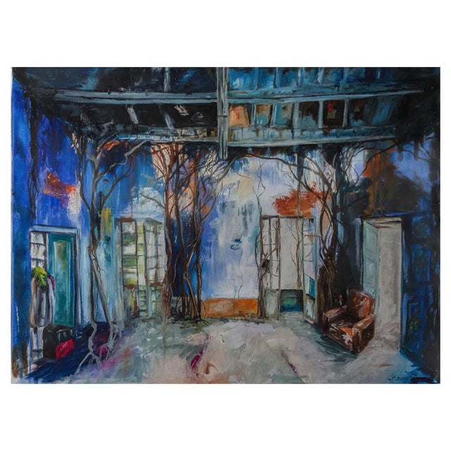 Jean-Pierre Brissart, La maison bleue 2, 2018, Oil on Canvas For Sale