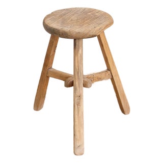 Early 20th Century Rugged Wood Stool For Sale