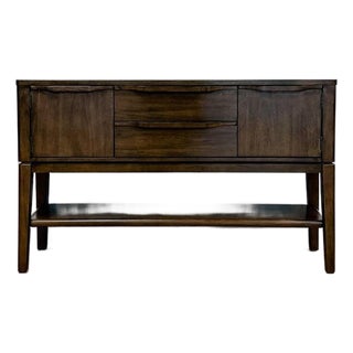 Vintage Buffet MCM Style Wood Sideboard Credenza Dining Accent Walnut Color For Sale