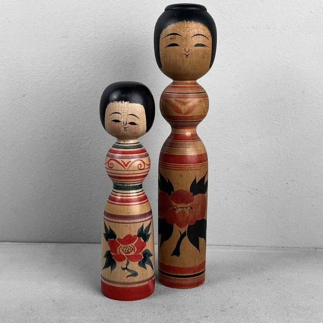 Vintage Kokeshi Figurines by Abo Masafumi, 1970s, Set of 2 For Sale - Image 9 of 9