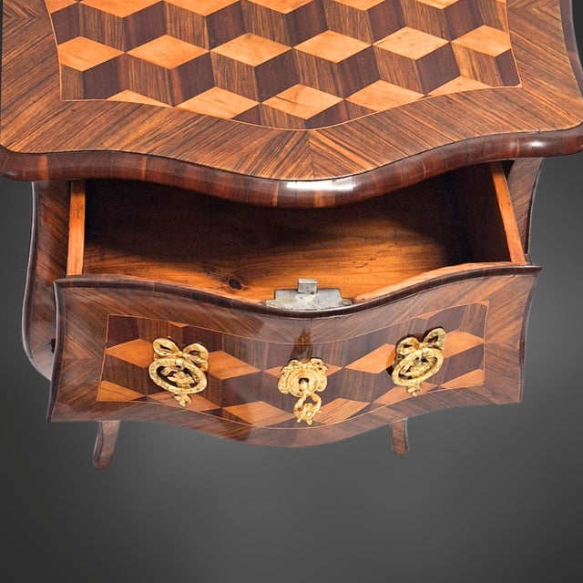 Small 18th Century Baroque Chest of Drawers, Cube Marquetry For Sale - Image 12 of 18