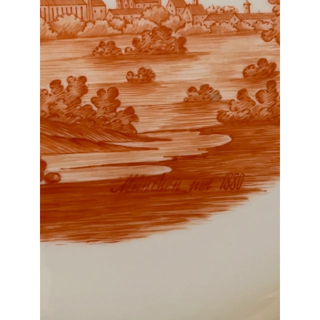 Vintage Large Nymphenburg Porcelain Charger Plate Munich Scene 1880 For Sale - Image 11 of 12