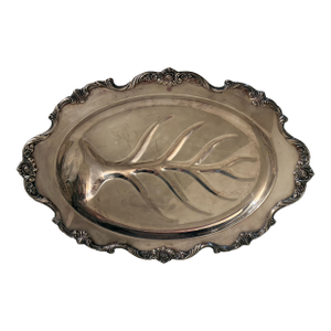 Vintage Silver Plated Meat Serving Palte With Tree Well