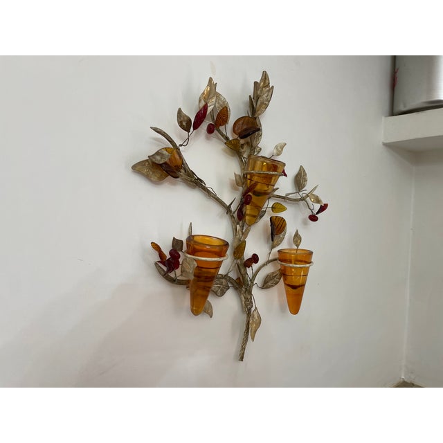 Italian Murano Glass and Florentine Tole Wall Sculpture by Jordan, 1950s For Sale - Image 6 of 15