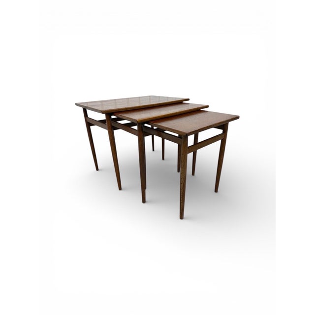 Mid-Century Modern Walnut Nesting Tables - Set of 3 For Sale - Image 4 of 8
