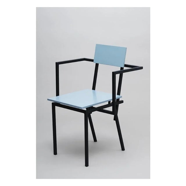 Metal Banco Blue Armchair by Clémence Seilles for Stromboli Design For Sale - Image 7 of 7