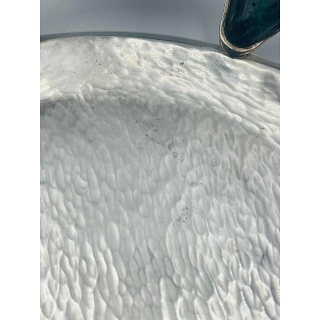 1960s Hammered Silver Tray With Malachite Handle by Los Castillo, Mexican Modernism For Sale - Image 15 of 18