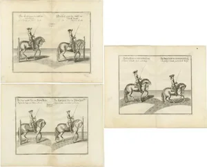 Horse Riding, 1700, Paper, Set of 3