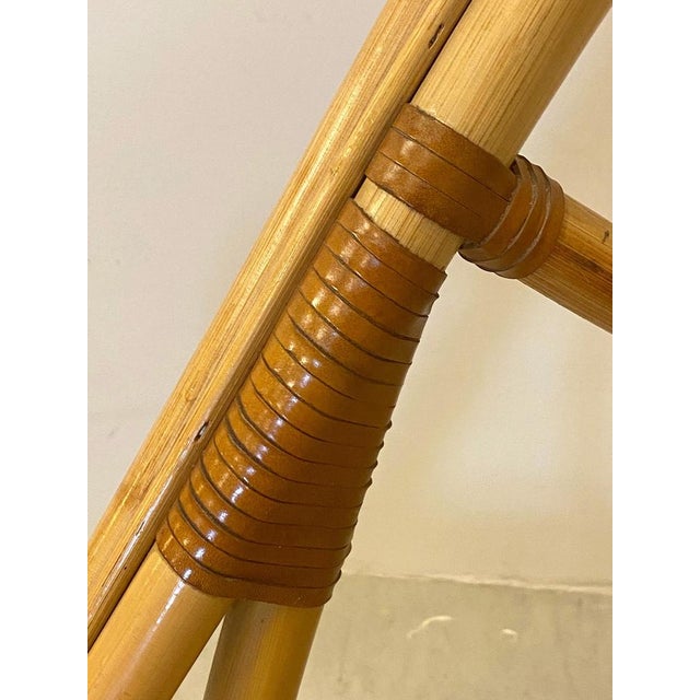 Set of Bamboo & Leather Armchairs, 1980s For Sale - Image 11 of 15