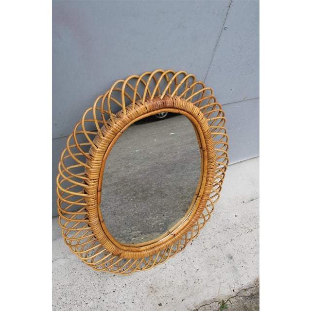 Woven Bamboo Mirror by Franco Albini, Italy, 1950s, in Very Good conditions. Designed 1950 to 1959 I have official proof...