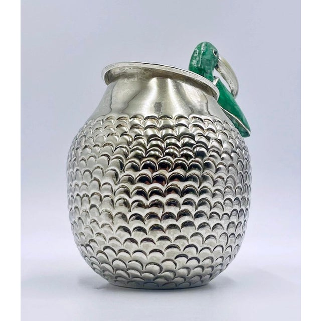 1960s 1960s Los Fajardo Taxco Toucan Pitcher Malachite Silver Plate For Sale - Image 5 of 18