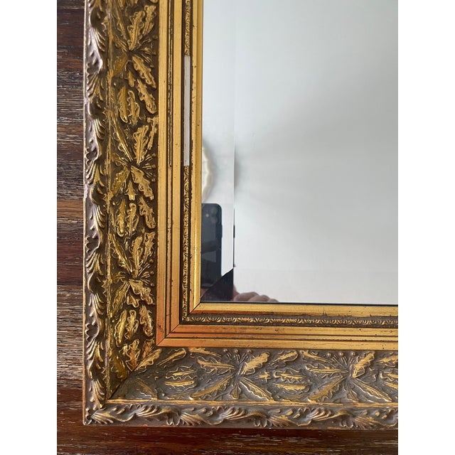 Wood 1980s Gold Beveled Wooden Mirror For Sale - Image 7 of 10