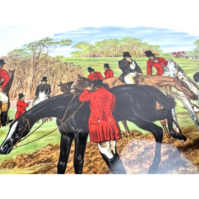 This exquisite Shelton England serving platter, titled 'The Hunt,' features a captivating equestrian scene by renowned...