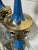 1960s Tony Paul Style Westwood Industries Brass and Blue Enamel Lamps - A Pair For Sale - Image 12 of 12