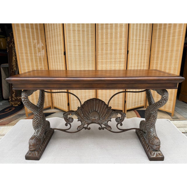 1980s Koi Fish Motif Console Table – Sculptural Coastal Hollywood Regency Style For Sale - Image 15 of 18