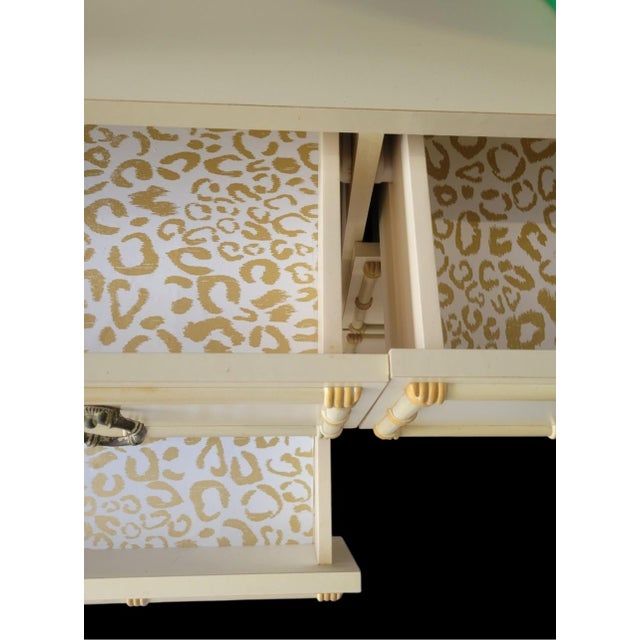 Cream Vintage Faux Bamboo 9 Drawer Palm Beach Regency Dresser For Sale - Image 8 of 15