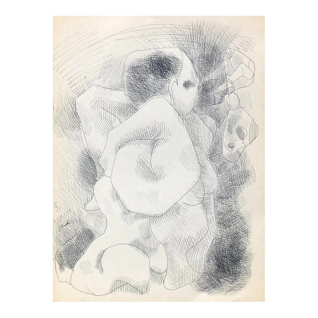 1970 James Bone Abstract Mid-Century Drawing | Chairish