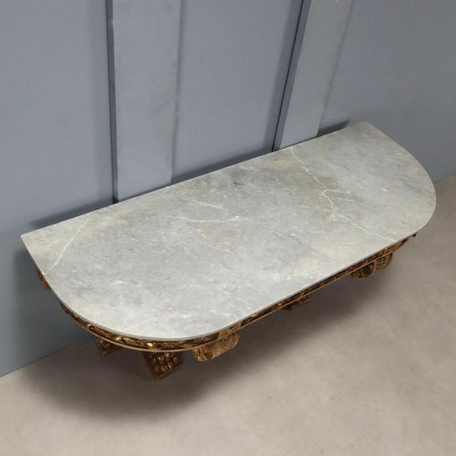 Carved and Gilded Wooden Console Table For Sale - Image 12 of 14