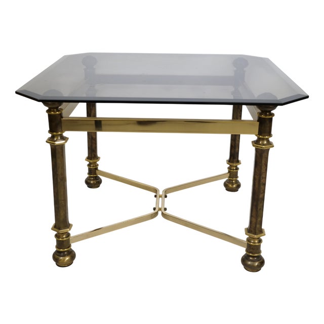 Hollywood Regency Brass Coffee Table with Smoked Glass Top, 1970 For Sale