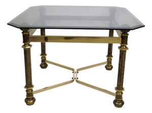 Hollywood Regency Brass Coffee Table with Smoked Glass Top, 1970