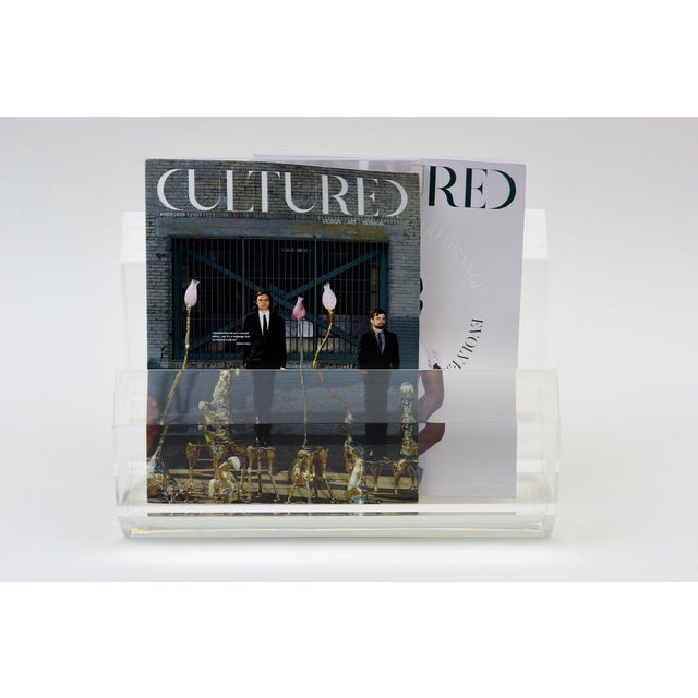 Vintage Karl Springer Lucite Magazine or Book Stand, 1980's For Sale - Image 10 of 13