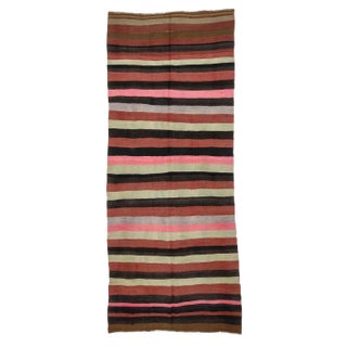 1960s Vintage Striped Turkish Kilim Rug- 4′7″ × 11′7″ For Sale