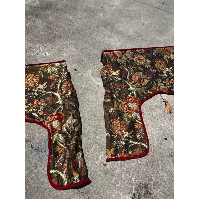 Mid-Century Modern Vintage Pair of Cornice Hand Made Curtain Window Panels For Sale - Image 3 of 12