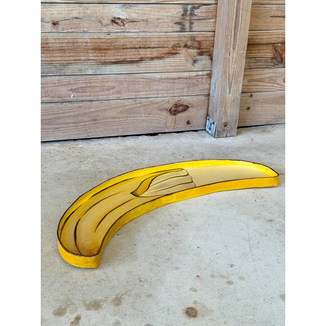 Vintage Hand Painted Papier-Mâché Banana Serving Tray, Made in Mexico For Sale - Image 9 of 12
