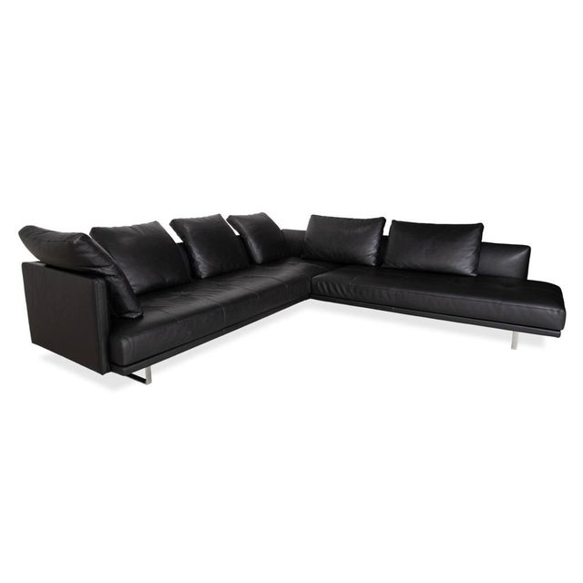 Modern Prime Time Corner Sofa in Black Leather and Chrome from Walter Knoll / Wilhelm Knoll For Sale - Image 3 of 18
