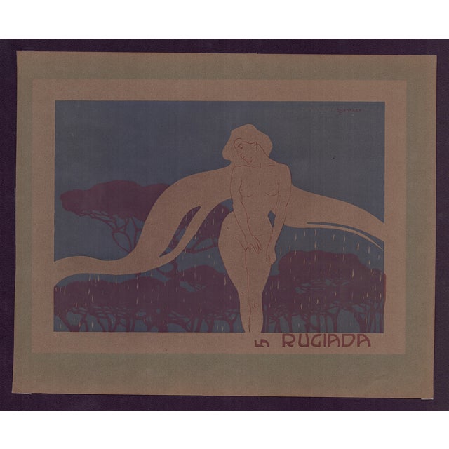 Luigi Bompard, La Rugiada, 1905, Woodcut For Sale