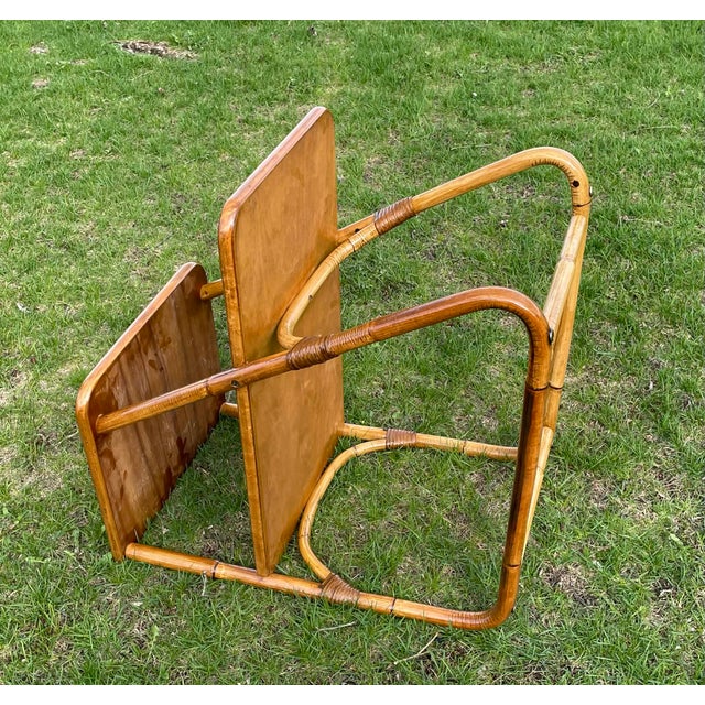 1950s Rattan Bentwood Staggered Tier Side Table For Sale - Image 6 of 10