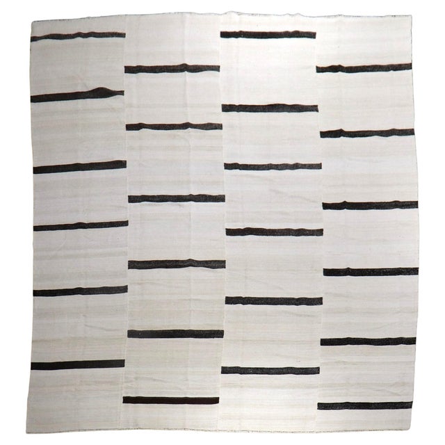 Late 20th Century White Brown Room Size Turkish Kilim - 10'7" x 13'2" For Sale - Image 15 of 18