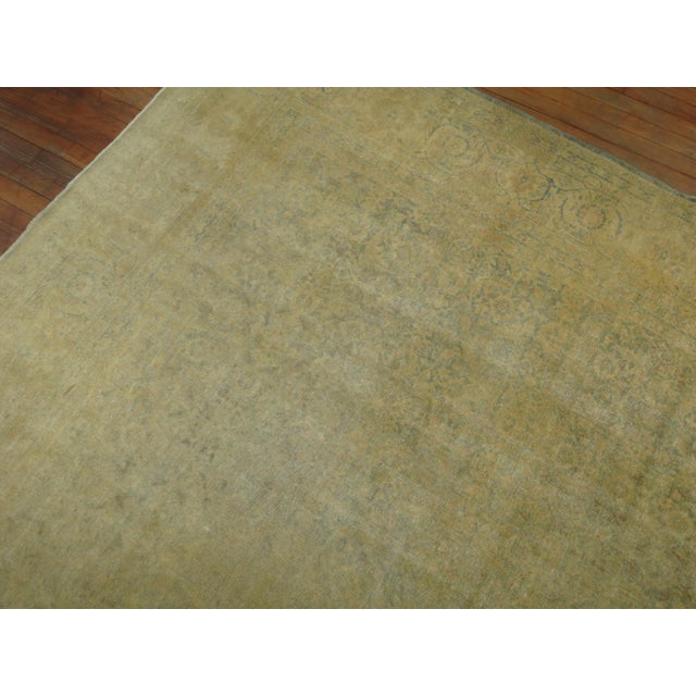Early 20th Century Pale Green Yellow Persian Tabriz Rug - 10'4" x 13'9" For Sale - Image 11 of 12