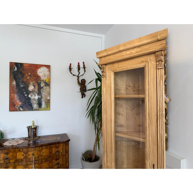 Corner Display Cabinet in Natural Wood and Softwood For Sale - Image 5 of 11