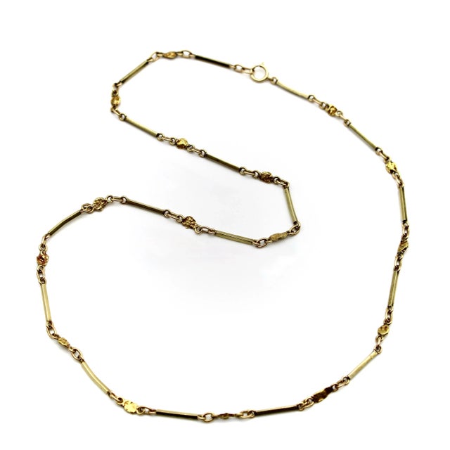 1970s Vintage 14k and 22k Gold Nugget Bar Link Necklace For Sale - Image 5 of 5