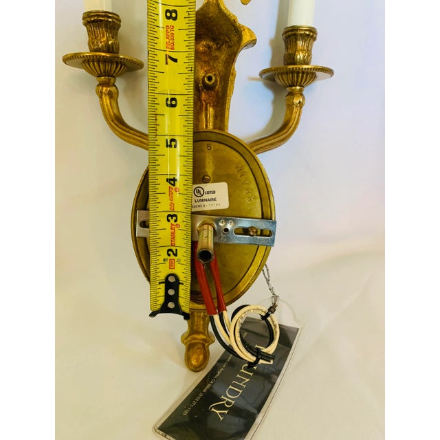 Late 20th Century Brass Empire Two-Light Sconce Maid in Spain From the Foundry l.A. For Sale - Image 9 of 13