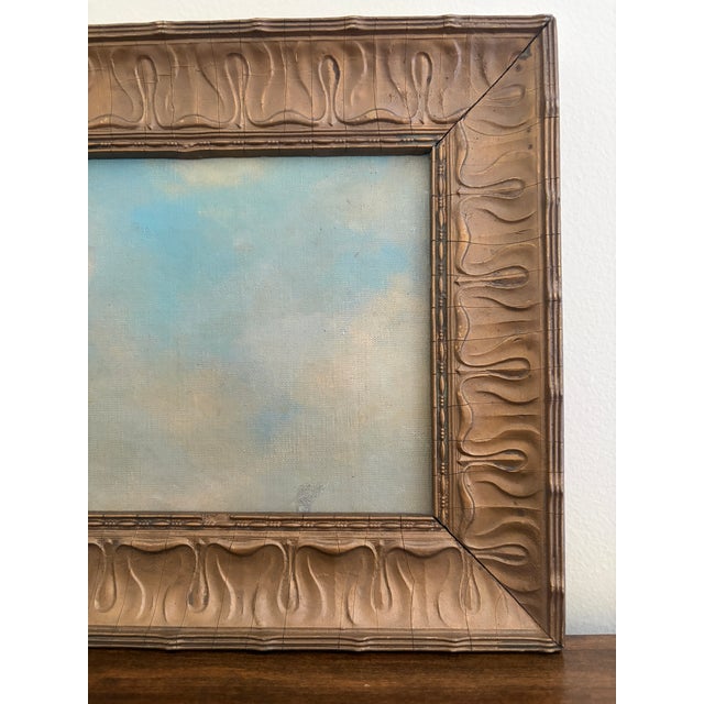 Antique Hand Painted Framed Oil on Canvas Cloudscape, Mid-19th Century For Sale In South Bend - Image 6 of 8
