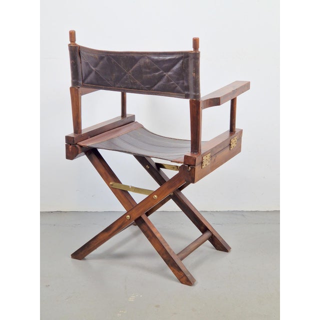 Vintage Director's Chair in Leather, 1970s For Sale - Image 3 of 11