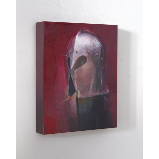 Figurative Katherine The Warrior by Elena Burykina | Oil on panel Portrait of a figure in a warrior helmet. For Sale - Image 3 of 5