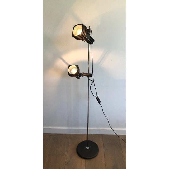 Mid-Century Modern 1980s Chrome and Black Lacquered Design Floor Lamp with Adjustable Lights, French Work For Sale - Image 3 of 13