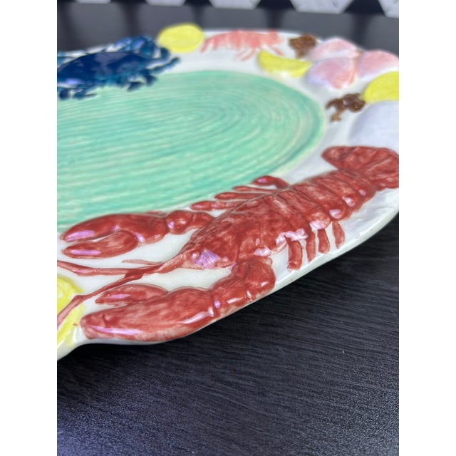 Signed Sculptural Ceramic Seafood Wall Platter With Lobster & Crab, 13.5" For Sale - Image 11 of 12