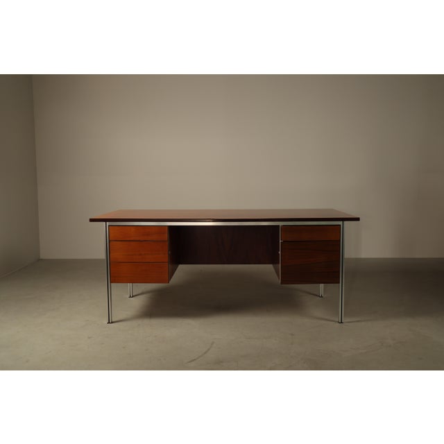 Rare selene executive desk by ora acciaio, produced in italy during the 1970s. part of ora acciaio’s selene office...