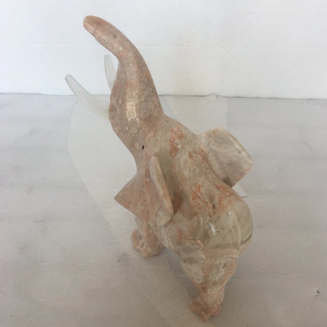 Pink Stone and Acrylic Hand - Carved Elephant Figurine For Sale - Image 4 of 13