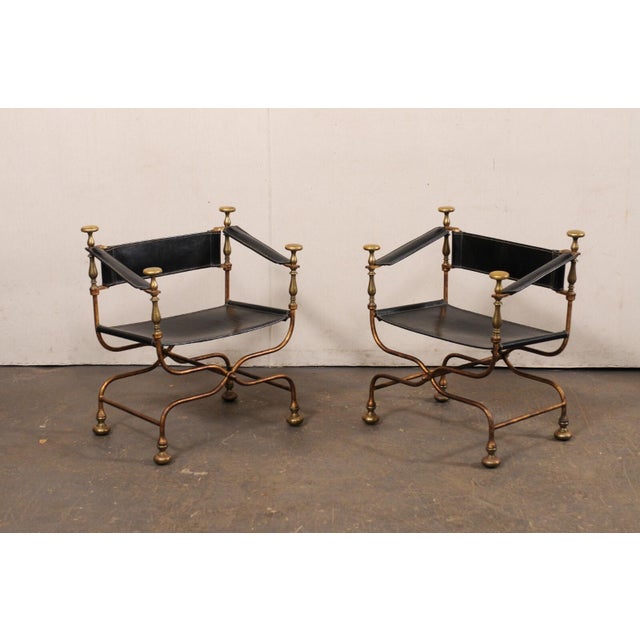 Mid 20th Century Curule Savonarola Chairs from Italy - A Pair For Sale - Image 4 of 11
