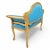 Antique French Regency Gold Gilded Tufted Back Petite Vanity Settee Newly Reupholstered in Italian Emerald Teal Mohair...